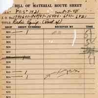 Bill of Material Route Sheet