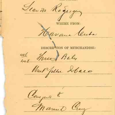 Customs Import Receipt: © Key West Art & Historical Society