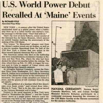 U.S. World Power Debut Recalled At 'MAINE' Events