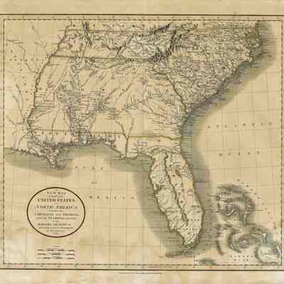 Map of the Carolinas, Georgia, Florida and the Bahama Islands