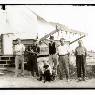 Workers in Front of Hospital Tent