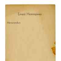 Ernest Hemingway Memorandum Sheet