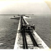 Automobile on Long Key Bridge Railroad Tracks