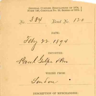 Customs Import Receipt