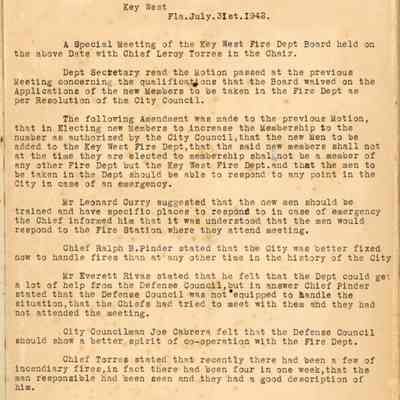 Key West Fire Department Board Minute Book: © Key West Art & Historical Society