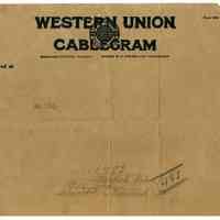 Western Union Cable from Dr. Thomas Otto