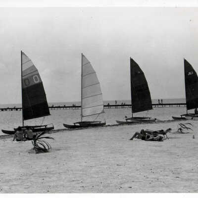 Catamarans and Sunbathers on Memorial Beach