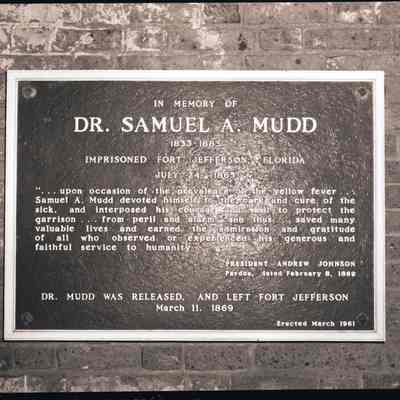 Dr. Samuel Mudd Plaque at Fort Jefferson