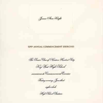 Key West High School 53rd Annual Commencement Exercises Invitation: © Key West Art & Historical Society