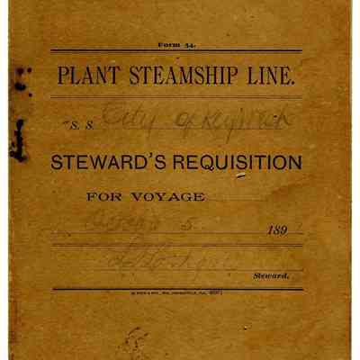 Steward's Recquisition from SS CITY OF KEY WEST