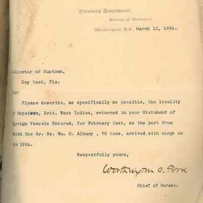 Key West Custom House Letterbook: © Key West Art & Historical Society