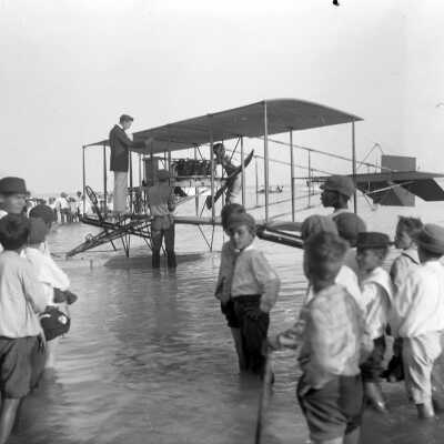 John A.D. McCurdy and his Airplane before his Flight Attempt