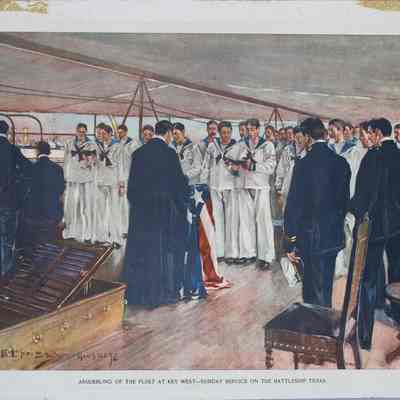 Assembling of the Fleet at Key West - Sunday Service on the Battleship Texas