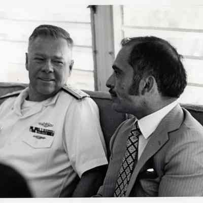 King Hussein Of Jordan with Rear Admiral John H. Maurer