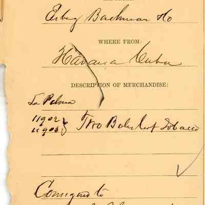 Customs Import Receipt: © Key West Art & Historical Society