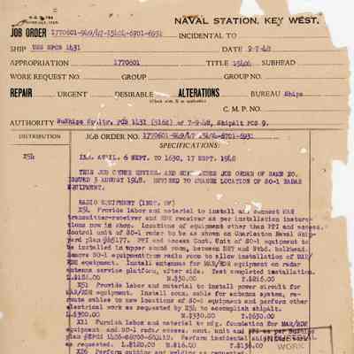 USS EPCS-1431 Job Order