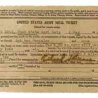United States Army Meal Ticket