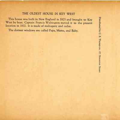 Postcard Verso: © Key West Art & Historical Society