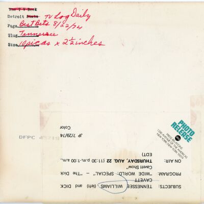 Tennessee Williams and Dick Cavett: © Key West Art & Historical Society