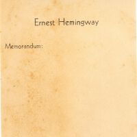 Ernest Hemingway Memorandum Stationery