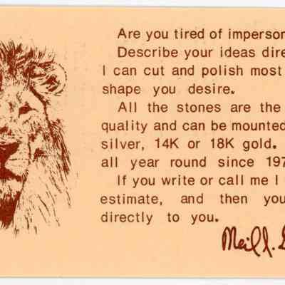 Sunlion Jewelry Business Card: © Key West Art & Historical Society