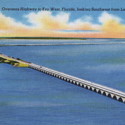 Oversea Highway to Key West, Fla., Looking Southwest from Lower Matecumbe
