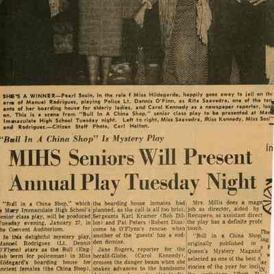 Mary Immaculate High School Play Newspaper Clipping