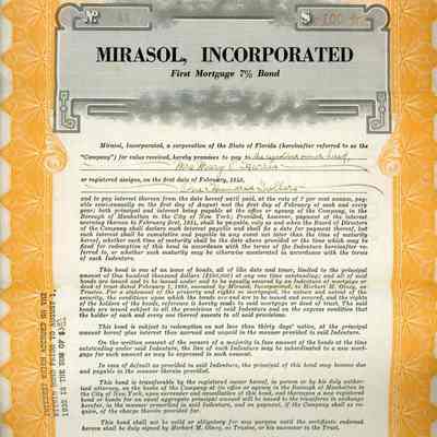 Mirasol, Incorporated Mortgage Bond