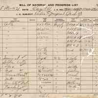 Bill of Material and Progress List