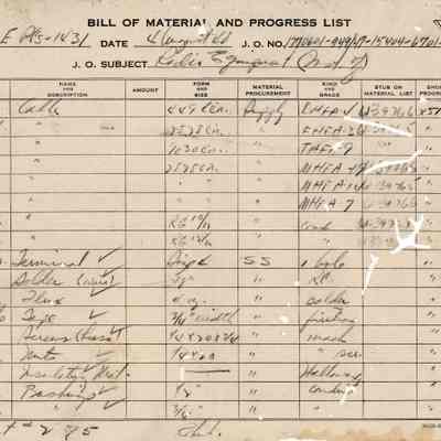 Bill of Material and Progress List