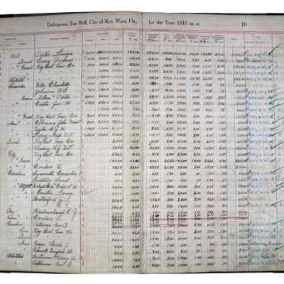City of Key West Delinquent Tax Roll Year 1910: © Key West Art & Historical Society