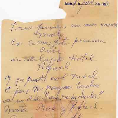 Handwritten Note from Wilfrida