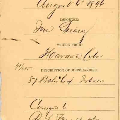 Customs Import Receipt: © Key West Art & Historical Society