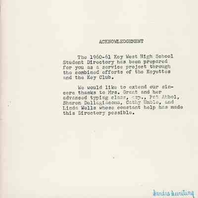 Key West High School Student Directory: © Key West Art & Historical Society