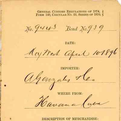 Customs Import Receipt: © Key West Art & Historical Society
