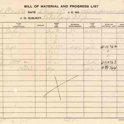 Bill of Material and Progress List