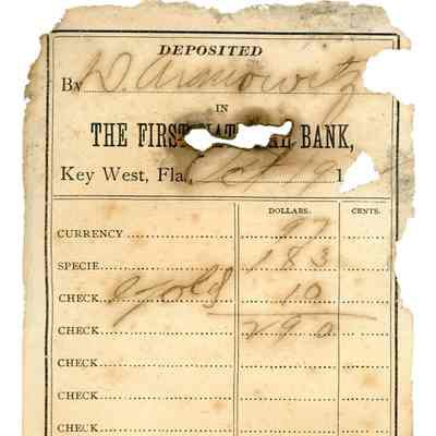 The First National Bank of Key West Deposit Slip