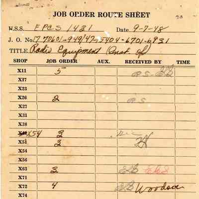 Job Order Route Sheet