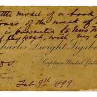 Letter from Captain Charles Dwight Sigbee to Mrs. Milton Curry
