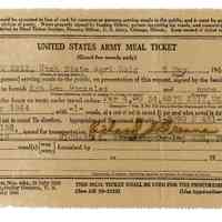 United States Army Meal Ticket
