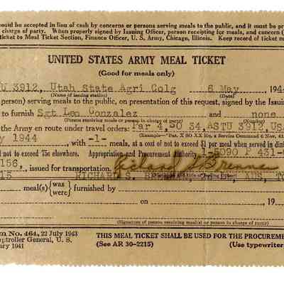 United States Army Meal Ticket