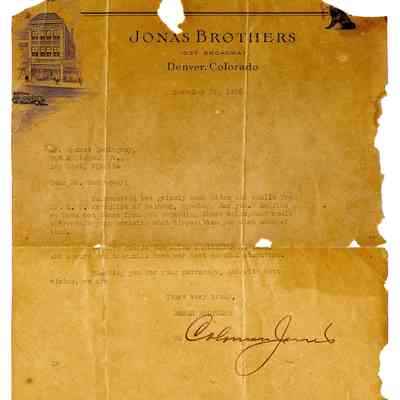 Letter from Jonas Brothers to Ernest Hemingway