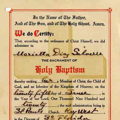 Holy Baptism Certificate