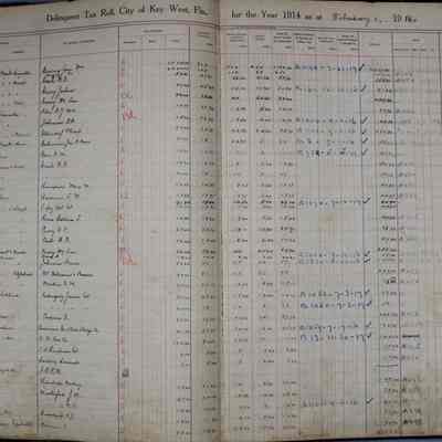 City of Key West Delinquent Tax Roll Year 1914: © Key West Art & Historical Society