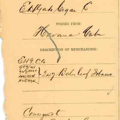 Customs Import Receipt: © Key West Art & Historical Society