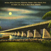 Seven Miles Oversea Highway Bridge from Pigeon Key, at Night, on Way to Key West, Florida