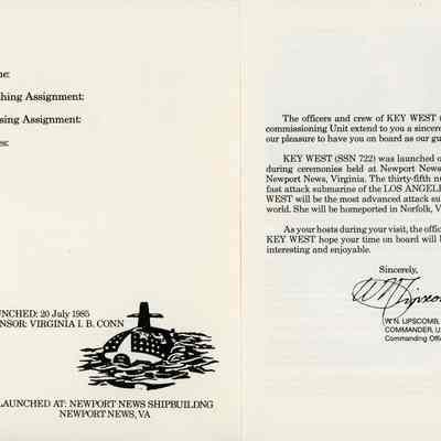 Welcome Aboard USS KEY WEST (SSN 722): © Key West Art & Historical Society