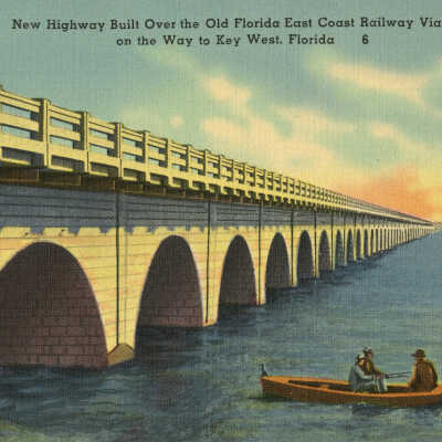 New Overseas Built Over the Old Florida East Coast Railway Viaducts on the Way to Key West, Florida
