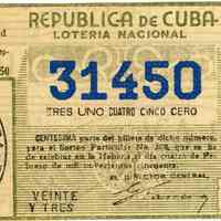 Republica De Cuba Loteria Nacional Ticket