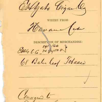 Customs Import Receipt: © Key West Art & Historical Society